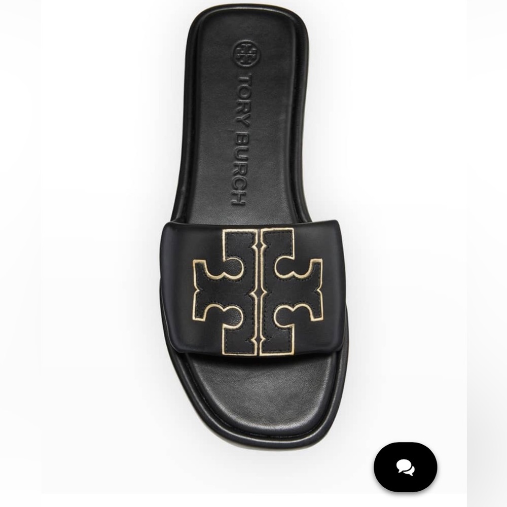 Tory Burch Double T leather Medallion Slide Sandal (9.5)